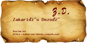 Zakariás Dezső névjegykártya
